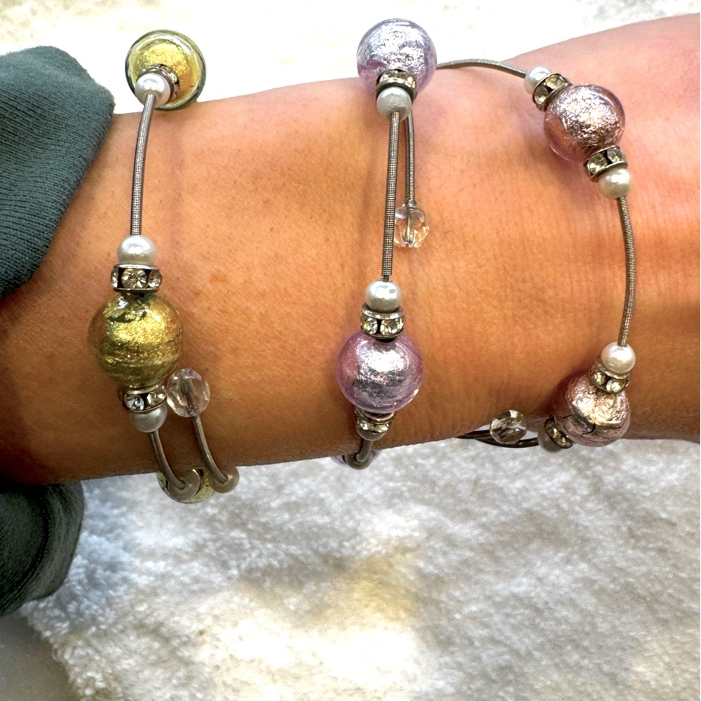 Murano Glass Bead Bracelets Trio - RedEnvelope